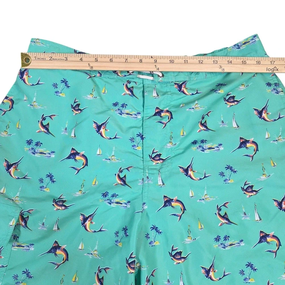 Polo Ralph Lauren‎ Men's Swordfish Allover Print Swim Trunks Green XL Shorts